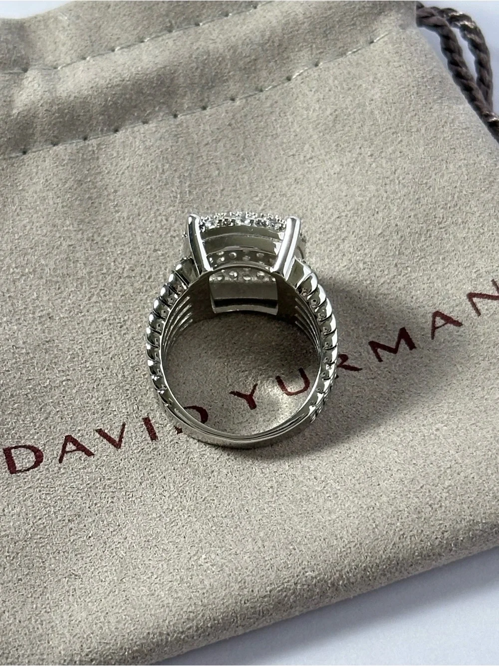 David Yurman Wheaton Sterling Silver Pave Center Dome Ring Size 8